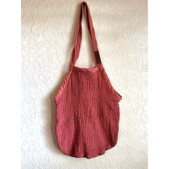 Sandcloud Handbags - Sand Cloud Net Market Tote Bag Coral Pink Mesh Shopper Zipper Pocket
